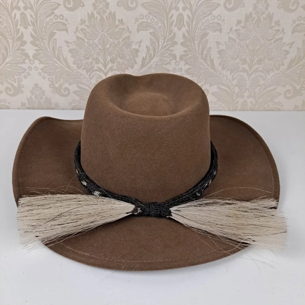 Bailey Switchback Size Medium Brown 100% Wool Felt Hat Woven Hatband Horsehair